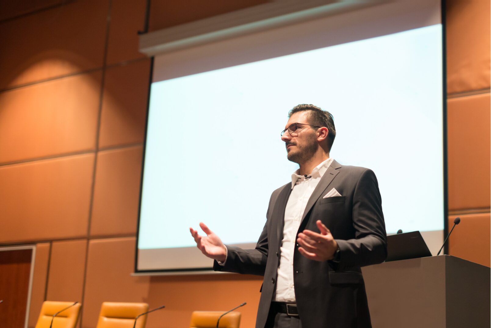 man presenting during a meeting